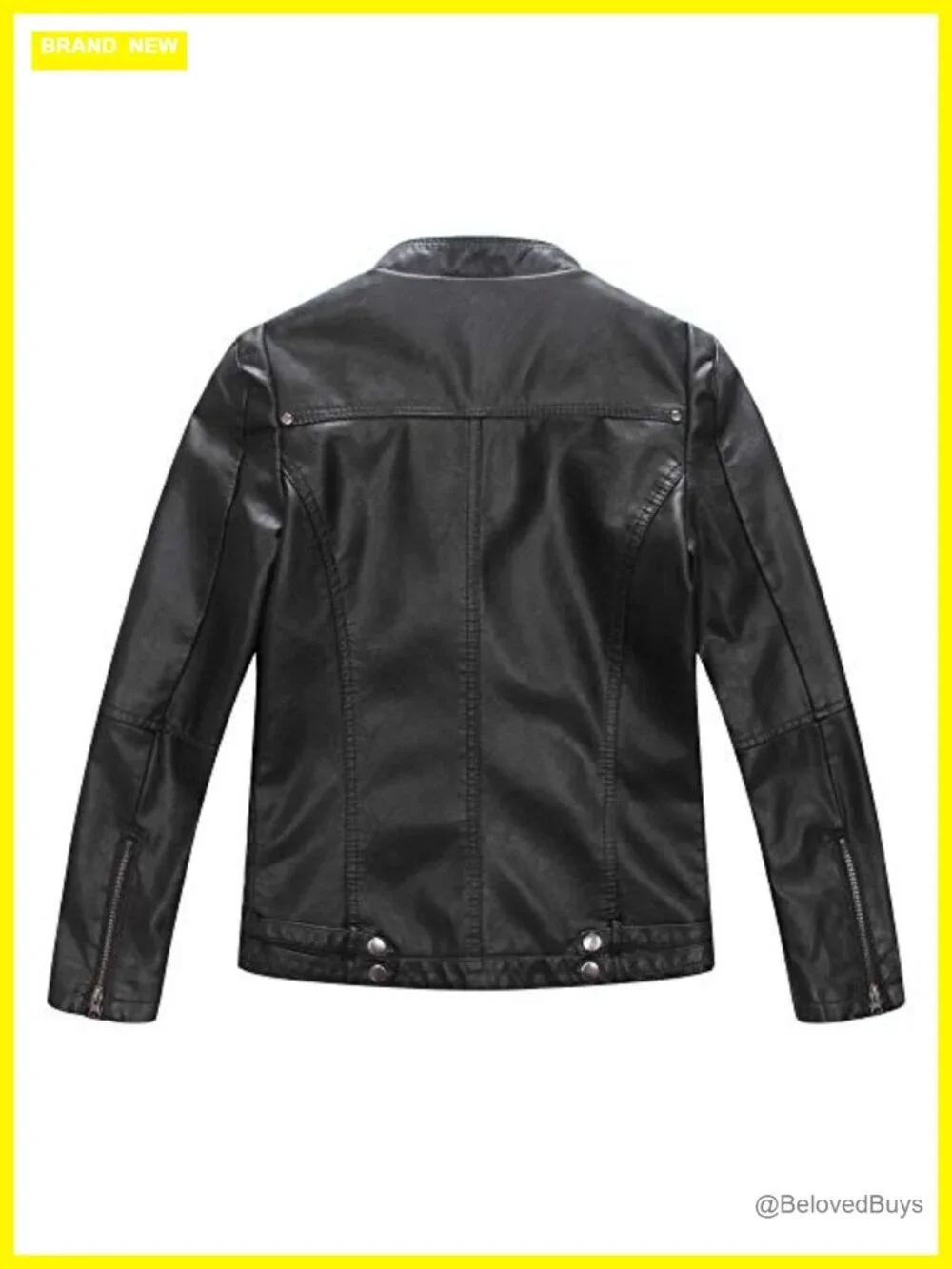 Boys Faux Leather Moto Jacket Kids Zip Front Spring Fall Coat Outerwear